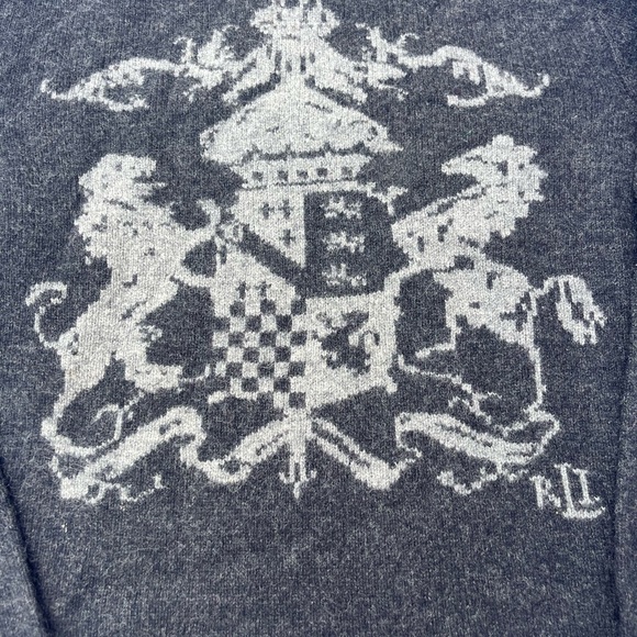 Ralph Lauren Lambswool Coat Of Arms Crest Turtleneck Knit Sweater Size P Large - Picture 3 of 5